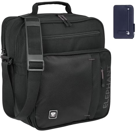 Elephant Flugumhänger Arbeitstasche Reisetasche Tasche Herren Damen Bürotasche Umhängetasche DIN A4 Schultertasche Handgepäcktasche Handgepäck Pilotentasche Dark + Etui