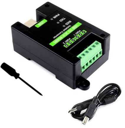 divuukyi Adaptador industrial USB a RS485 de 2 canales con protecciones a prueba de rayos y reiniciables para uso industrial