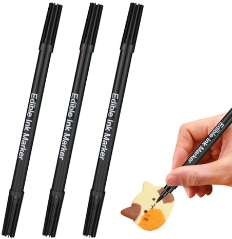 3Pcs Black Edible Markers, Icing Pens for Cake Decorating,Safe Food Pen | black edible pens for cake decorating,Food Drawing Tool for Biscuit Decorating,black cake pen