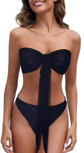 VaiKanhai Bikini Mit Fransen Damen Bräunungsdurchlässiger Bikini für Damen, schmale Passform, hohl, durchscheinend, Nicht empfindlich, für Strand, Bad, Sonnenbaden, Keine Sonnenflecken, (Black, M)