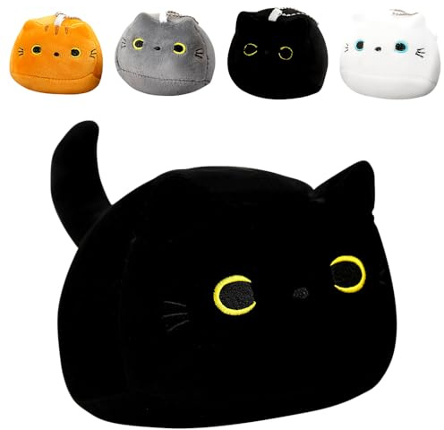 HOXSNII Gato Muñeco de Peluche, Cojines de Peluche con 4 Pequeño Gatito Juguetes de Peluche Almohada de Felpa Kawaii Figura de Peluches Juguetes Almohada de Peluches Regalo para Niños