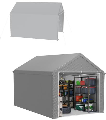Froadp Lagerzelt 3x4 m – Gerätezelt, Gerätehaus & Zeltgarage in einem – wetterfester Unterstand mit robuster PE-Plane & Stahlrahmen, ideal für Werkzeuge, Paletten, Garten & Baustelle (Grau)