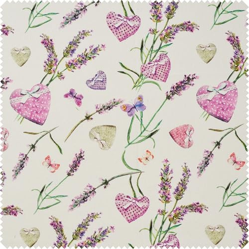 Globaltex Baumwollstoff Lavanda Motivstoff Breite 140 cm Motivgröße 2-19 cm Sommer 100% Baumwolle waschbar Meterware DIY Nähen