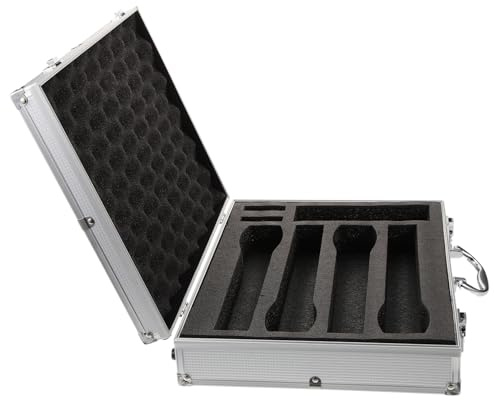 FRCOLOR Tragbare Mikrofonbox für Kabellose Mikrofone Stoßfester Mikrofonkoffer aus Aluminium mit Griff Schutzbox für 4 Handmikrofone und Zubehör Staubdicht für Unterwegs