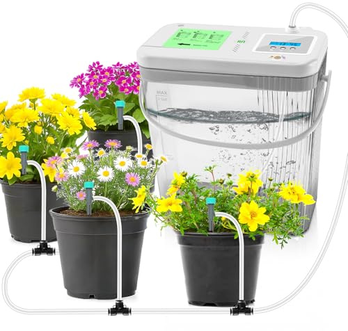 RUNWUSHENG Indoor Drip Irrigation System with 2-Gallon Water Tank, Touch Night Light & Programmable Timer-Self-Watering Kit for 10 Potted Plants