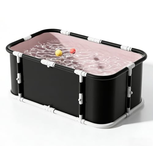 YYW Grand bain de glace pliable portable pour la maison, l'extérieur, les gymnases | Baignoire pliable Blcak, grande capacité, portable, pour la maison et l'extérieur, comprend 3 pièces