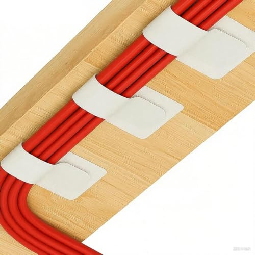 50 Stück Kabelbinder Selbstklebend, Kabel Organizer, Kabelmanagement Klettband Kabelhalter Organizer Set, Kabelklemmen Clips Mit Kleber Für Schreibtisch, PC, TV, Lichterkette, Weiß
