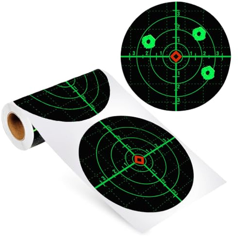 Shooting Target Papers, 100Pcs 6 Self Adhesive Target Holders with Green Impact, Splatter Targets Stickers for BB gun, Handgun Practice