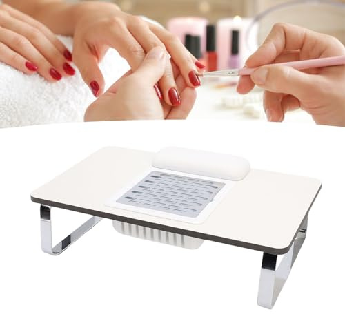 TARSHYRY Mesa de Manicura Plegable Profesional para Técnicos de Uñas, Escritorio Portátil para Técnico de Uñas con Muñequera, Estación de Trabajo de Salón SPA para Uso Doméstico y de (Enchufe de la