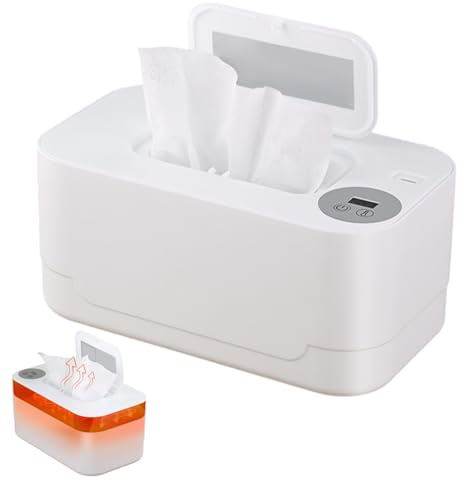 Calentador de toallitas para bebés, luz nocturna, alimentado por USB, 55-65 °C, dispensador de toallitas portátil ajustable con pantalla LED termostático para el hogar del coche, guardería