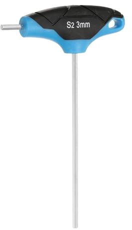 sourcing map Clé hexagonale avec poignée en T - 3 mm - 125 mm de long - En acier S2 - Clé hexagonale intérieure - Outil de réparation pour l'entretien automobile et domestique - Bleu et noir