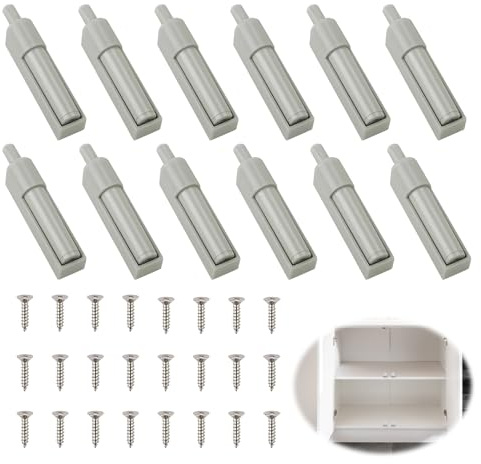 12 amortiguadores de cierre suave para puerta de armario, cierre suave, amortiguador de puerta de muebles, con 24 tornillos, reequipamiento para armarios de cocina, oficina, armarios, cajones (gris)