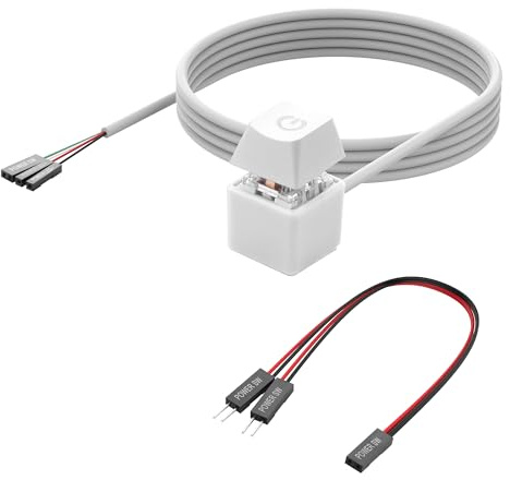 YAODHAOD 2 Meter PC Power Button, External Remote Mechanical Switch with RGB, LED PC Switch for Desktop Computer (white)
