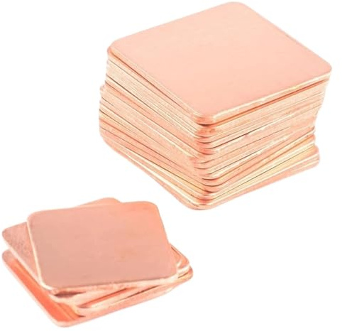 Cale Thermique en cuivre, Pads Thermiques en cuivre for dissipateurs de Chaleur, 15 x mm, épaisseurs variées, lot 10(15x15x0.5mm)