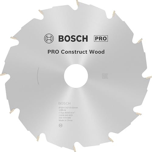 Bosch Professional Kreissägeblatt Construct Wood (Holz, 190 x 30 x 2,6 mm, 12 Zähne, Zubehör Kreissäge), Ø 190 mm / Bohrung 30 mm