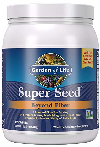 Garden of Life Super Seed - Vegetarian Whole Food Fiber Supplement with Protein and Omega 3, 5oz (600g) Powder