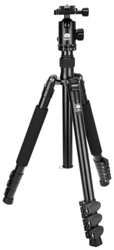SIRUI ET-2004 + E-20 Trépied de Voyage avec rotule E-20, Aluminium, Hauteur: 144 cm, Poids: 1,65 kg, capacité de Charge: 12 kg, avec Sac et Sangle, Noir