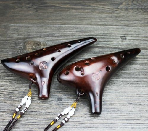 Sharp-shaped chino tradicional musical 12 Hoyo de cerámica Ocarina fumaba quemar Alto C 7 kits