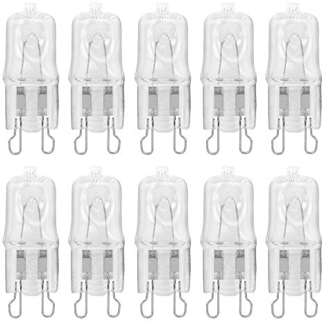 10 Pack Clear Lense Dimmable Q50/G9/CL/120V G9 JCD 50 Watt 120 Volt T4 JD Type Halogen House Hold Light Bulb Hanging Pendant Accent G9 JCD Round Pin Spot Down Lamp Chandelier Sconce 50W 120V Lighting