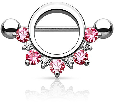 Paula & Fritz® Brustwarzen-Piercing Brustpiercing Frau Maenner Intimpiercing Mann Nippelpiercing Reif Kranz Zirkonia Edelstahl Chirurgenstahl 316L