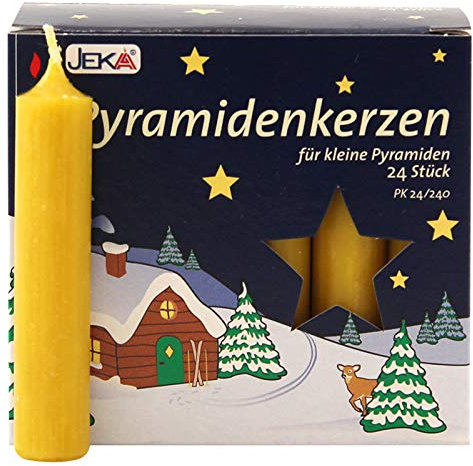 24er Pack Pyramidenkerzen klein, Natur ca. 14 x 74 mm (24 x 24 Stück) Weihnachtskerzen, Adventskerzen, Christbaumkerzen, Baumkerzen, Kerzen