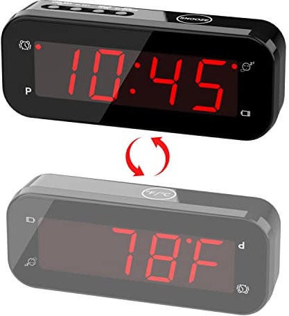 KWANWA Réveil numérique de Temps et de température à Petite Batterie avec 0,9 Large LED Time Numbers