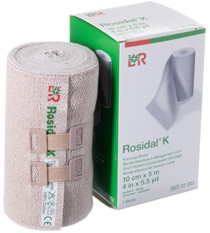 Lohmann & Rauscher Rosidal K Short Stretch Compression Bandage, For Use In The Management of Acute & Chronic Lymphedema, Edema, & Venous Insufficiency, 3.93 x 5.5 Yards (10cm x 5m), 1 Roll