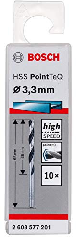 Bosch Professional 10-Piece PointTeQ HSS Twist Drill Bit (for Metal, 3.3 x 36 x 65 mm, Drill Driver Accessories)