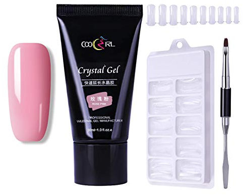 NICOLE DIARY Kit gel poliuretano per unghie 1Pc Gel poliuretano per unghie rosa colla + 100Pz Gel poliuretano per unghie la costruzione di punte false+Pennello acrilico a doppia estremità