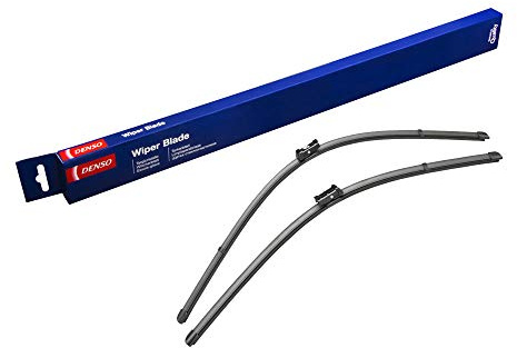 Kit de Escobillas Limpiaparabrisas Planas DENSO (DF-102), 2 Unidades 650/650mm – Silenciosas y Duraderas con Diseño Aerodinámico – Escobillas Limpiaparabrisas OEM