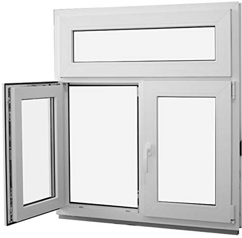 JeCo Stulpfenster Kunststofffenster Oberlicht mit Kippfunktion - 2-Fach-Verglasung 2 flügelig - BxH: 1700x2000mm DIN Links - Sondermaße möglich