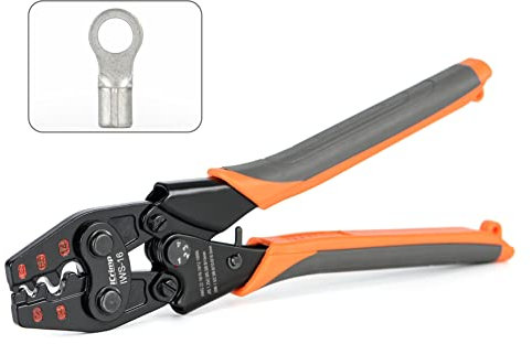iCrimp IWS-16 Ratchet Crimping Tool for Non‑Insulated Terminals 0.3–13.3 mm², Polished Jaw Crimper for Heavy‑Duty Cables and Electrical Power Connections