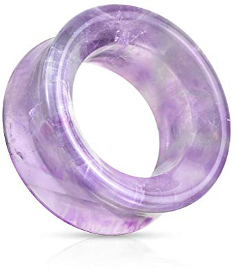 beyoutifulthings Ohr-Tunnel Amethyst-Stein Ohr-Piercing Ohr-Schmuck Ohr-Plug Double Flared Sattel-Verschluss 6-25mm