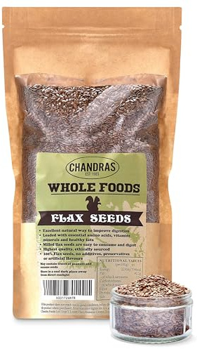 Chandra Whole Foods – Flax Seeds 1KG - Low-Carb High Fibre Flax Seeds for Breads, Pasta, Cereals & Smoothies - Gluten-Free Keto Flaxseed Milled, Rich in Protein, Vitamins & Omega 3