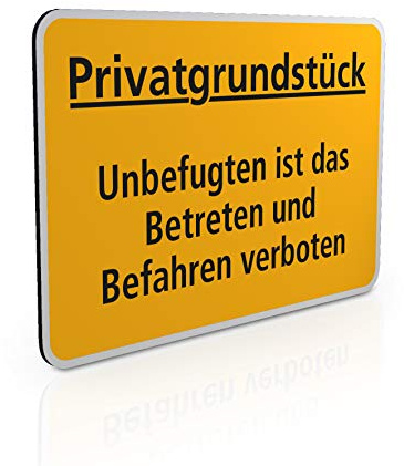 Betriebsausstattung24 Schild Privatgrundstück Betreten verboten 30 x 20 cm | Aluminium Verbund Platte - gelb schwarz - Unbefugten ist das Betreten und Befahren verboten