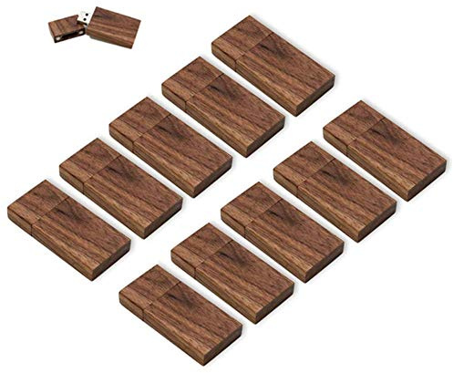 10 X 16GB USB2.0 Bulk Flash Drives, Anloter Wooden USB Flash Drive Thumb Drives Pack Walnut Memory Stick for Date Storage High Speed 2.0 (16GB, 10Pack-Walnut Wood)
