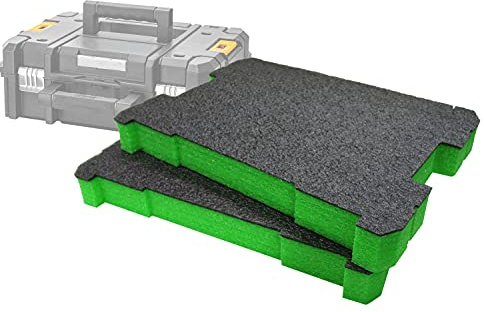Shadow Foam Insertos de espuma TSTAK/ProStack [50 mm Green Pack] Insertos de espuma fáciles de despegar para cajas DeWalt TSTAK y Stanley ProStack