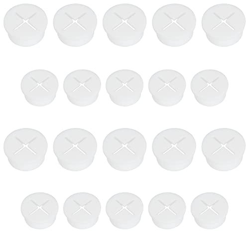 Passacavo Silicone Flessibile Passacavi Occhielli Cavi ordinati per Office Home Piano di lavoro Ø 20 mm + Ø 25 mm 20 Pezzi in Totale, Bianco