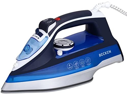 Becken Fer à repasser, 2600 W, semelle céramique, coup de vapeur 100 g, système anti-calcaire, autonettoyant, couleur bleue