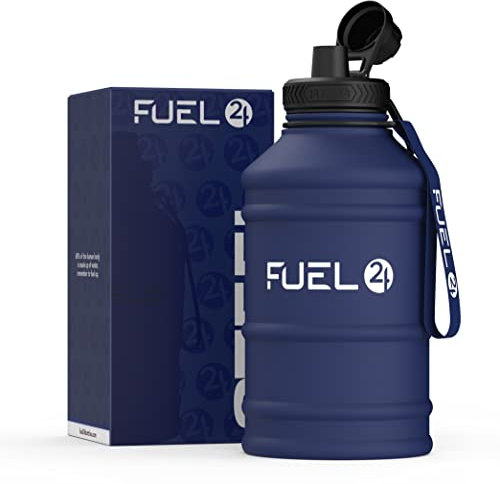 Fuel24 1.3L/2.2L Water Bottle Metal - STRONG, Drop & Leakproof BPA free 1L 2L Stainless Steel (2 Litre) - Large Gym Bottles for Men, Sports Bottle, Travel, Hiking Water Bottle