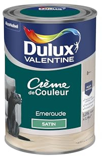Dulux Valentine Crème de Couleur - Peinture multi-supports intérieure - Satin Emeraude 1,25 L