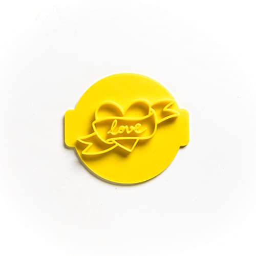 The Cookie Cutter Hub Liebesherz mit Schleifenprägung/Stempel für Cupcakes Fondant Zuckerguss Ton Kuchen Backen Deko