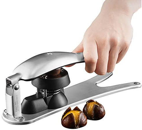 weisha Apri castagne, Schiaccianoci a Clip Marrone Professionale con Base Stabile e Manico Lungo - Pinza Apri Dado Robusto in Acciaio Inox per Aprire Rapidamente e Facilmente I Dadi