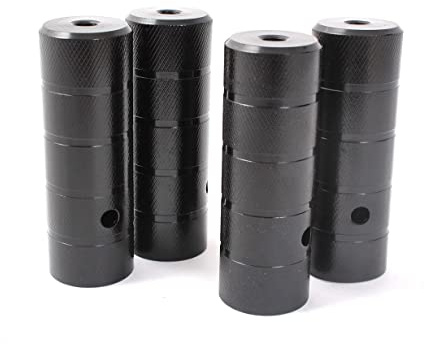 KHE Black Steel BMX Peg Set 10 mm Schwarz 2 Paar HiTen Stahl | 3/8 26TPI Innengewinde, 110 mm Länge, gerändelte Oberfläche, Direktmontage