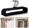 Velvet Trouser Hangers,10 Pack Heavy Duty Durable Flocked Trouser Hangers,35cm Extra Strong Trouser Clothes Hangers,Space Saving Non-Slip Pants Hanger for Suit,Dress,Scraf(Black)