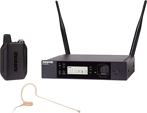 Shure GLXD14R+/MX53 Dual Band Pro Digital Wireless Microphone System for Broadcast, Church, Presentations - 12-Hour Battery Life, 100 ft Range | MX153 Headset Mic, Single Channel Rack Mount Receiver