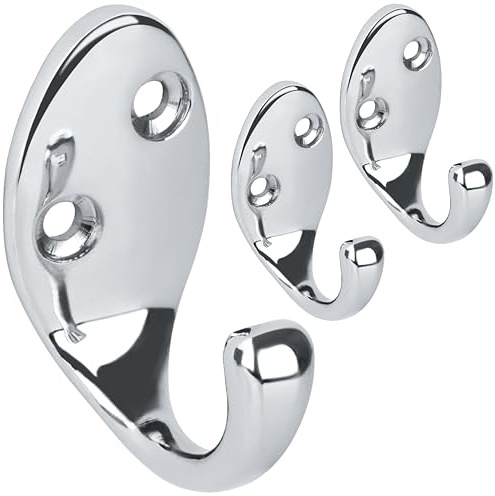 RICOO Ganchos Para Colgar MH014-S3, Set de 3 Estilo Moderno Ideal para Percha Pared y Ropa 2,2 x 4,2 x 5 cm Fabricado en Aleación de Zinc Plateado