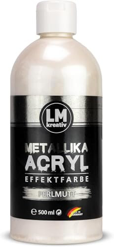 LM Metallika 500 ml Perlmutt - Acrylfarbe für Metallic Metall-Glanz, Effekt-Farbe, Bastel- und Deko-Farbe Metallisch Glänzend