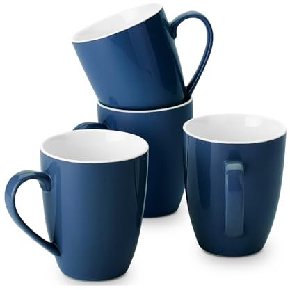 BTaT- Porcelain Coffee Mugs Set, 16 Ounces, 4 Pack, Black Ceramic Coffee Mugs with Handle, Restaurant Cups for Mocha, Tea, Cappuccino, Cocoa, Cereal, Mug Gift Set, Dishwasher Safe, Mothers Day Gift