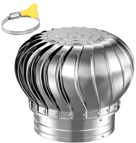 :Abluft Haube, Lüftung Aussenhaube, Regenhut Dachhaube, Drehbar Edelstahl Kaminhaube, Drehbar Edelstahl Kaminhaube, Building Material, für Dunstabzugshaube Klimagerät Oder Trockner ( Color : Silver ,